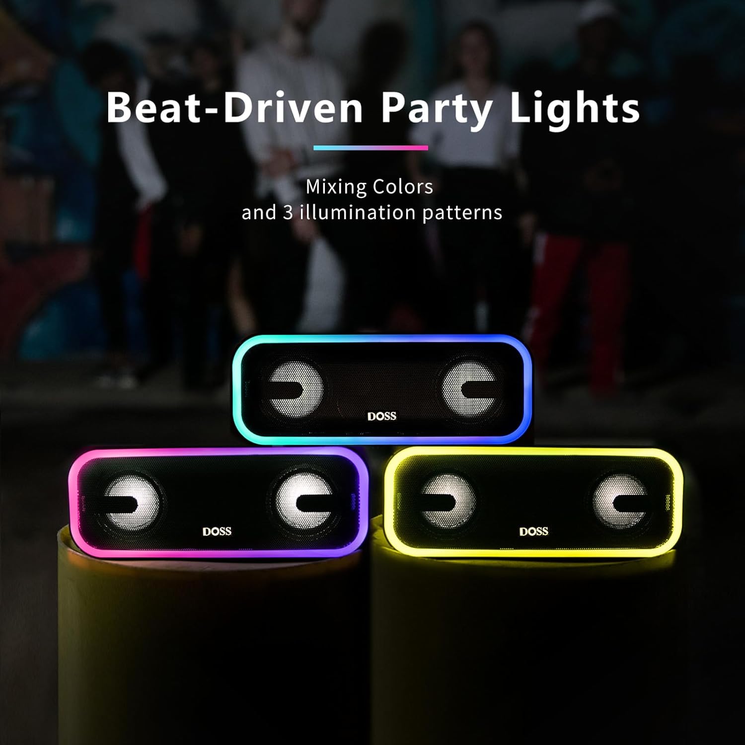 Thumbnail 5 de DOSS SoundBox Pro+ Bluetooth Speaker with Immersive 24W Stereo Sound, IPX6 Waterproof (Mixed Color Lights)