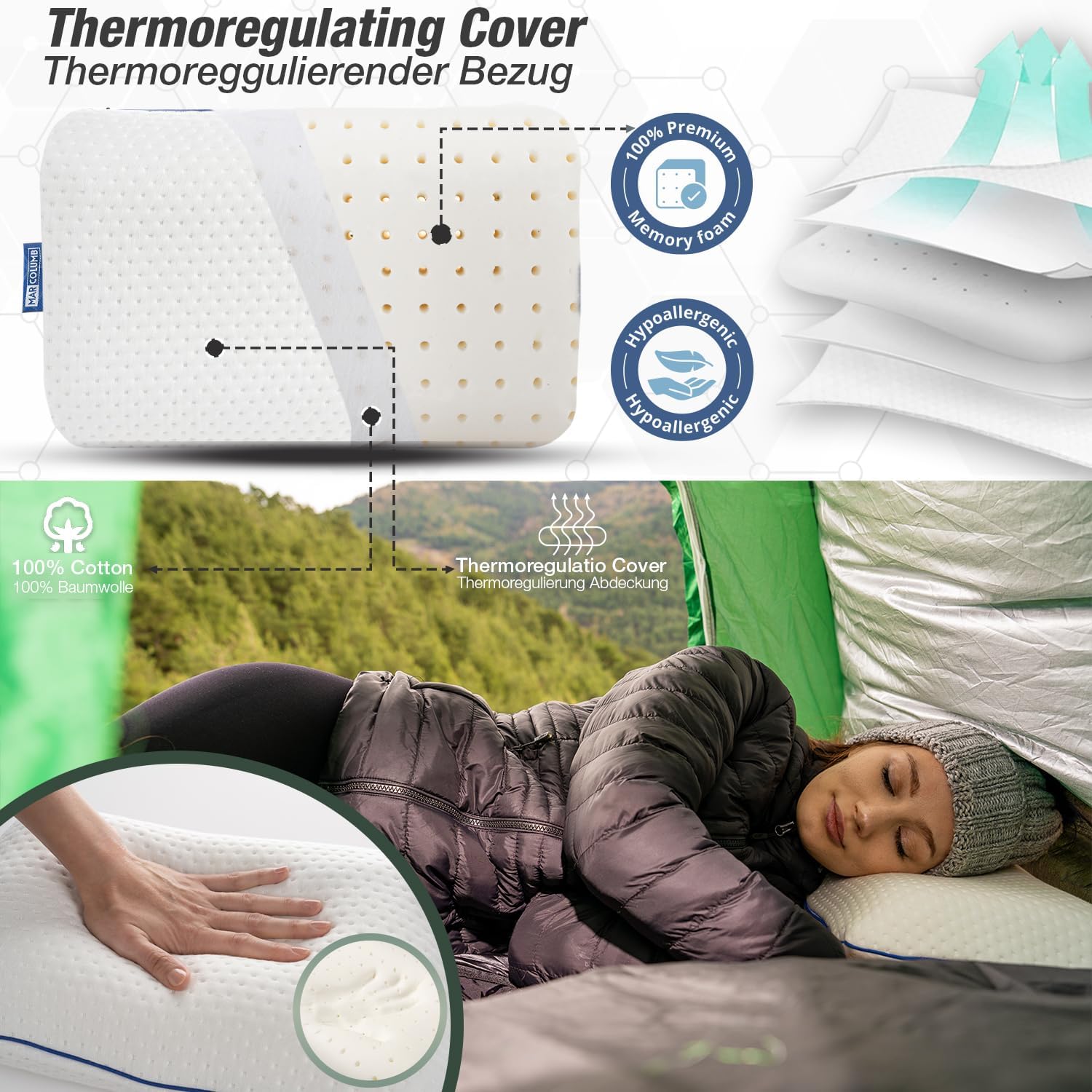 Thumbnail 5 de Marcolumb Cuscino da viaggio: supporto ergonomico per il collo in memory foam con federa termoregolante