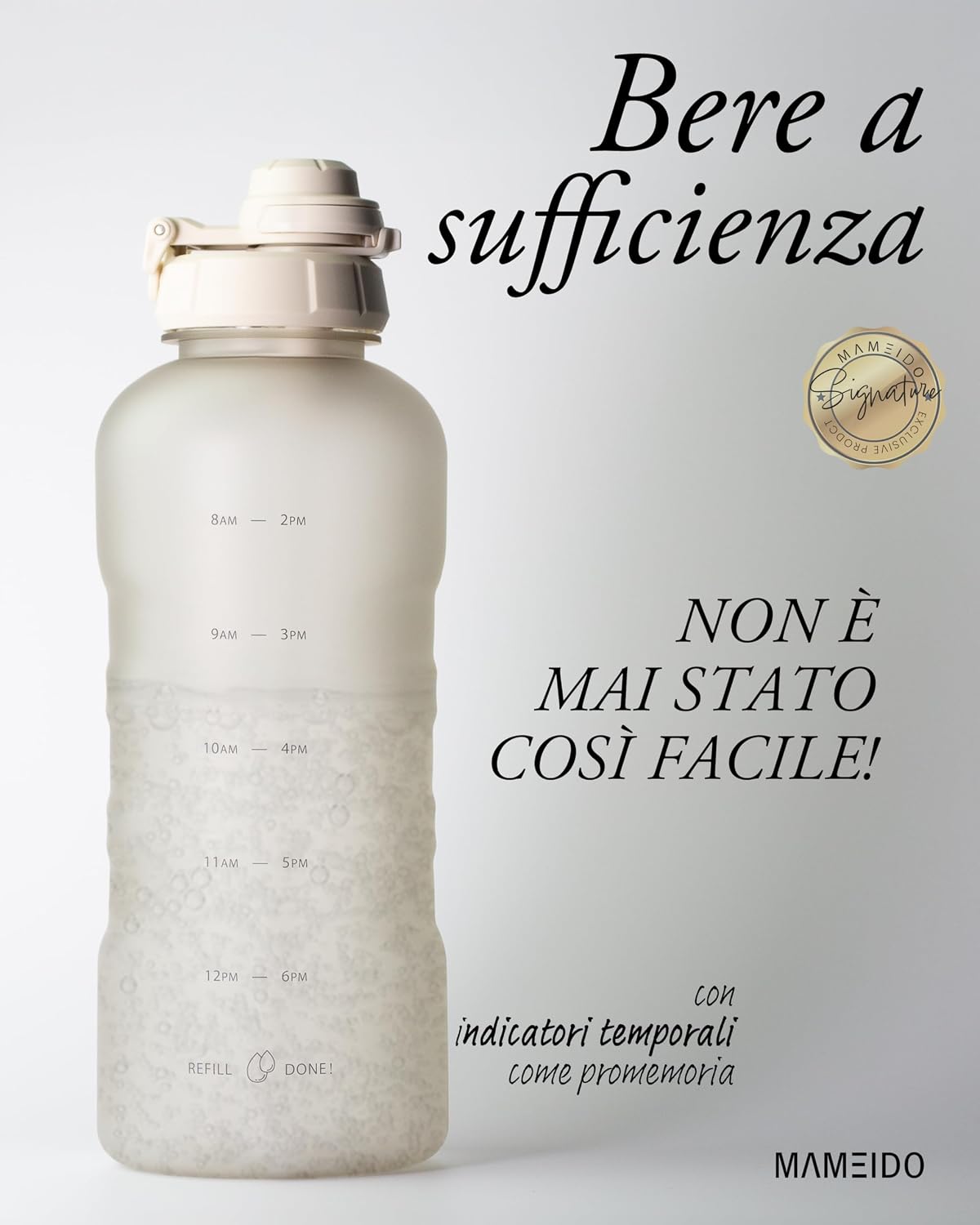 Thumbnail 1 de MAMEIDO borraccia con cannuccia 2 litri motivazionale con indicatore del tempo – Ivory Beige