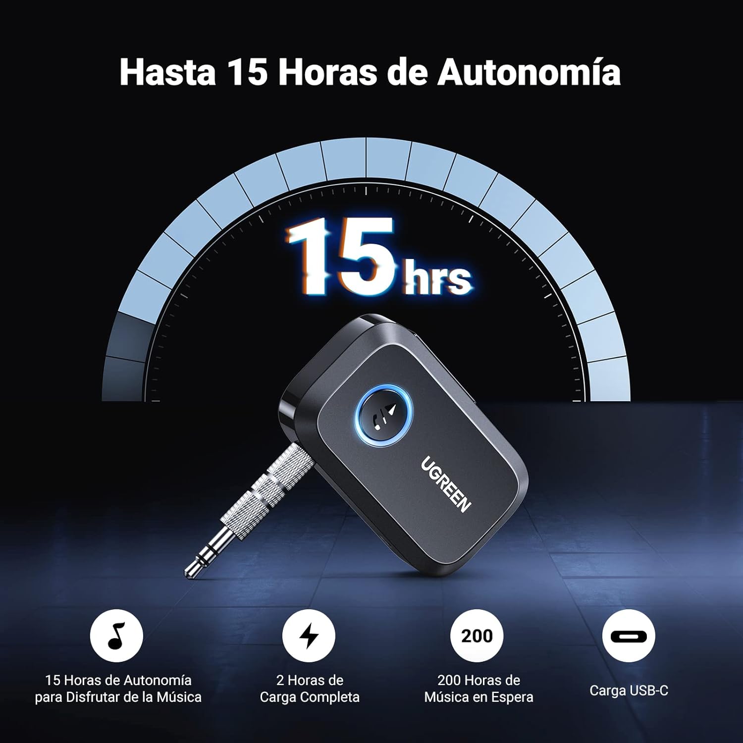 Detalle 2 de UGREEN Receptor Bluetooth 6.0 3.5mm