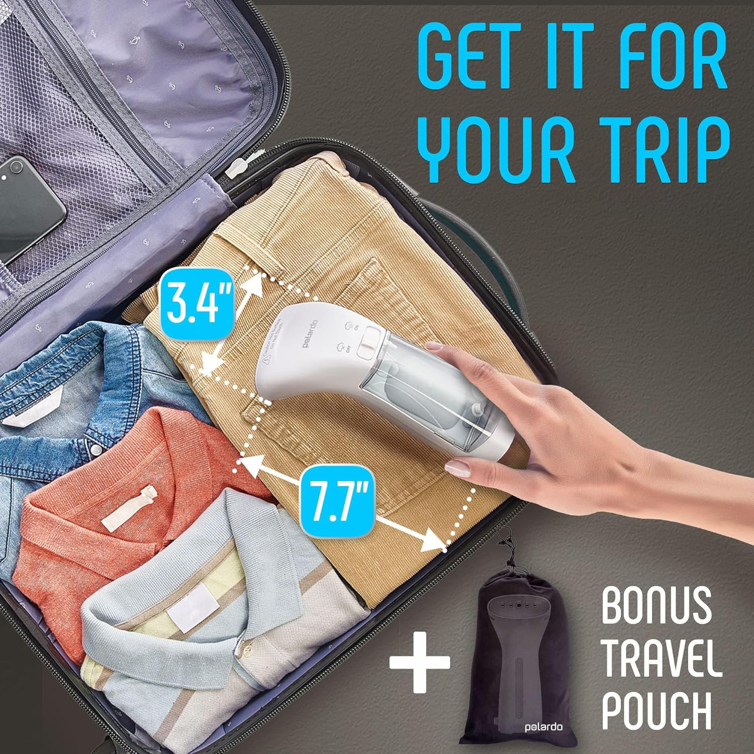 Detalle de Portable Travel Steamer with Metal Head ⚙