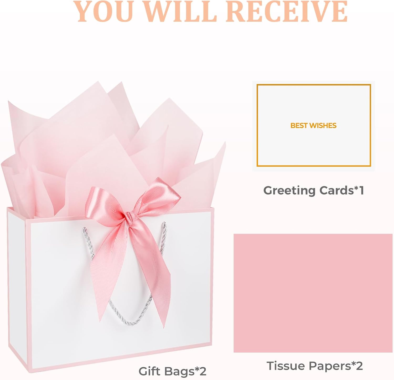 Thumbnail 5 de Mifferer Papier-Geschenktüten-Set mit 2 Taschentüchern und Karten (20 x 10 x 28 cm) – 2 Stück