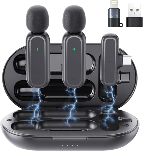 Detalle de Voijump Microfono Wireless Lavalier per iPhone/iPad e Android con Custodia 42H