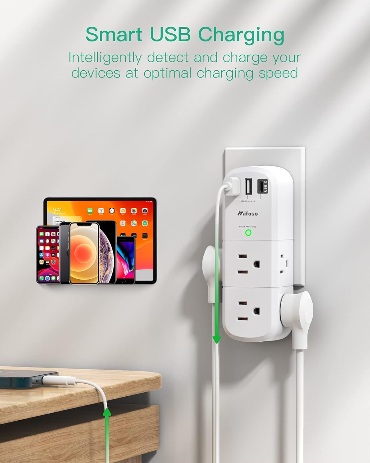 Thumbnail 2 de Mifaso Outlet Extender 1800 Joules Surge