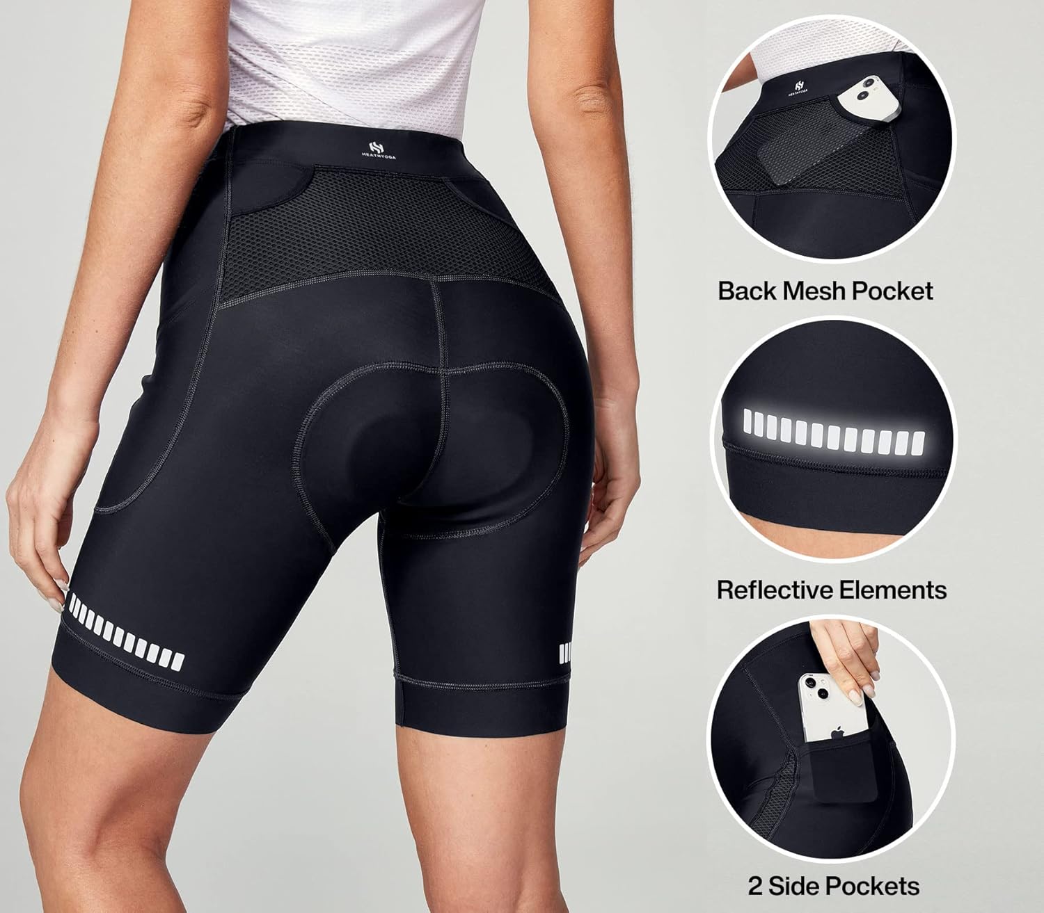 Thumbnail 4 de Heathyoga Women's 4D Padded Bike Shorts with Pockets: Comfort, Support, and Built-in Storage