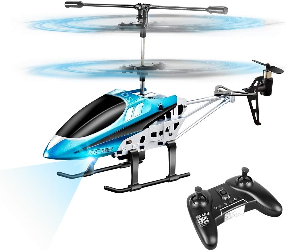 VATOS Hubschrauber YD-927 RC (2,4 GHz, 3-Kanal) mit LED und Gyro – Mini-Hubschrauber für drinnen