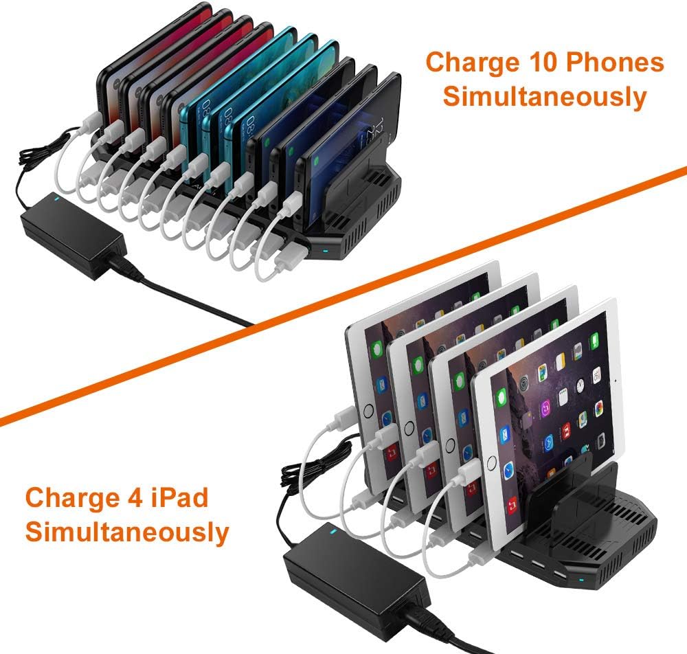 Thumbnail 2 de Alxum 60W Station de Charge USB à 10 ports – Station de recharge multifonction pour téléphones et tablettes