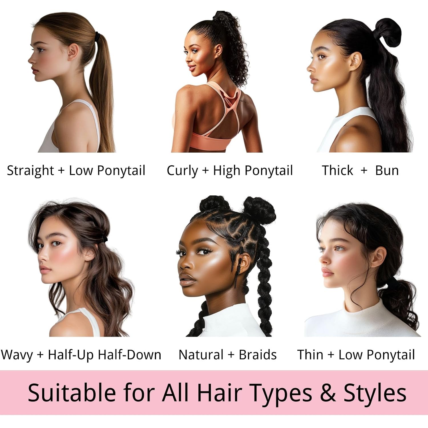 Detalle 1 de LuSeren lus-tie4 Nylon Hair Ties, 120 Pieces in 6 Neutral Shades