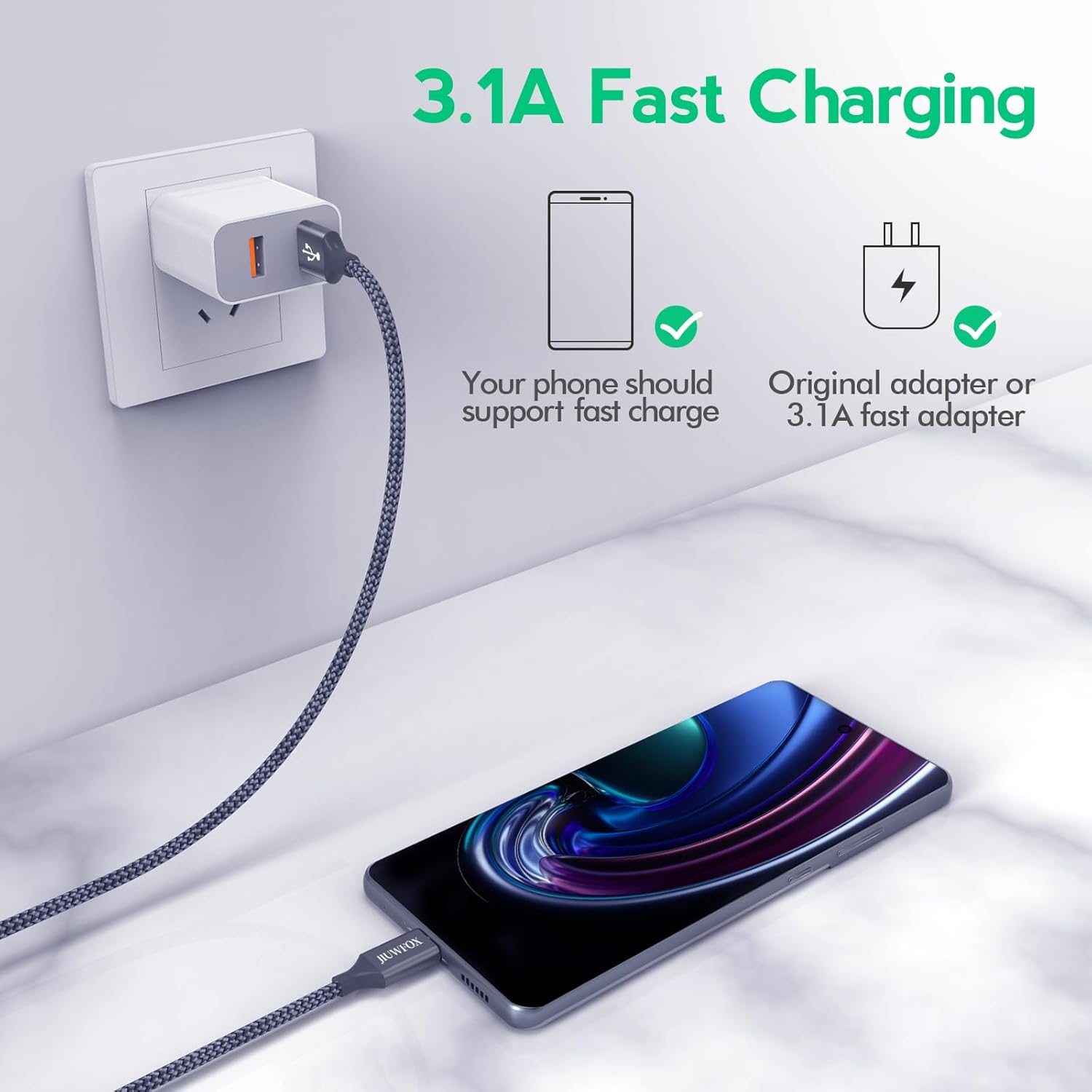 Thumbnail 1 de JIUWFOX USB to USB C Cable 5-Pack