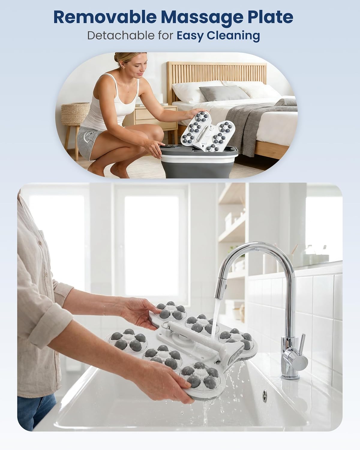 Detalle de COMFIER 2026 Klappbares Fußbad Massagegerät – Hydro-Therapie, Heizung und 30 Shiatsu-Bälle