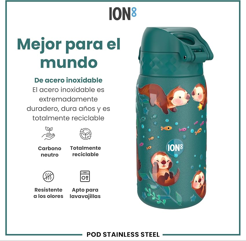 Thumbnail 4 de ION8 Botella de Agua Inox para Niños 400ml 🐾 Sin Aislamiento