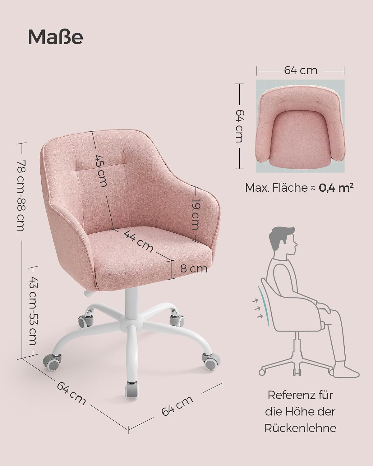 Detalle de Homeoffice-Drehstuhl höhenverstellbar bis 110 kg