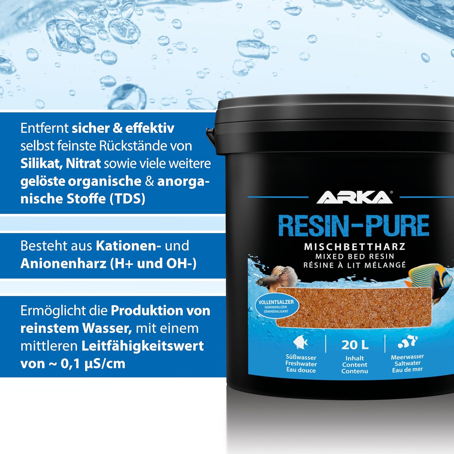Detalle de Vollentsalzer Harz 4 L – ARKA Resin-Pure für Osmoseanlagen, Mischbettharz