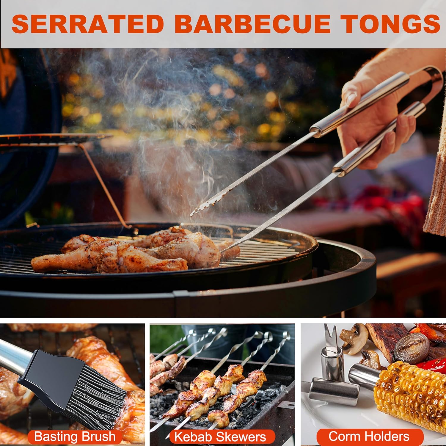 Detalle de Grilljoy CM-C21-SS BBQ Tool Set, 22-Piece Stainless Steel Kit with Case