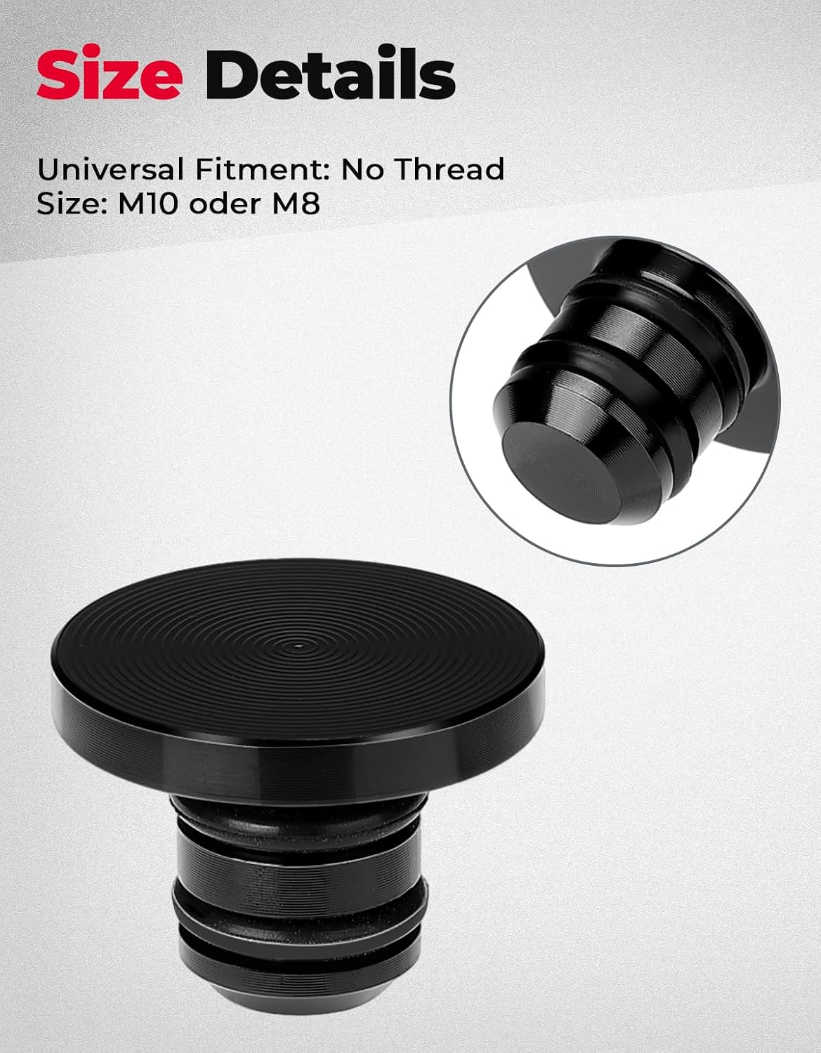 Detalle 2 de KEMIMOTO Universal M10 Motorrad Spiegel Blindstopfen (CNC-Aluminium) für Spiegelgewinde, 2 Stück