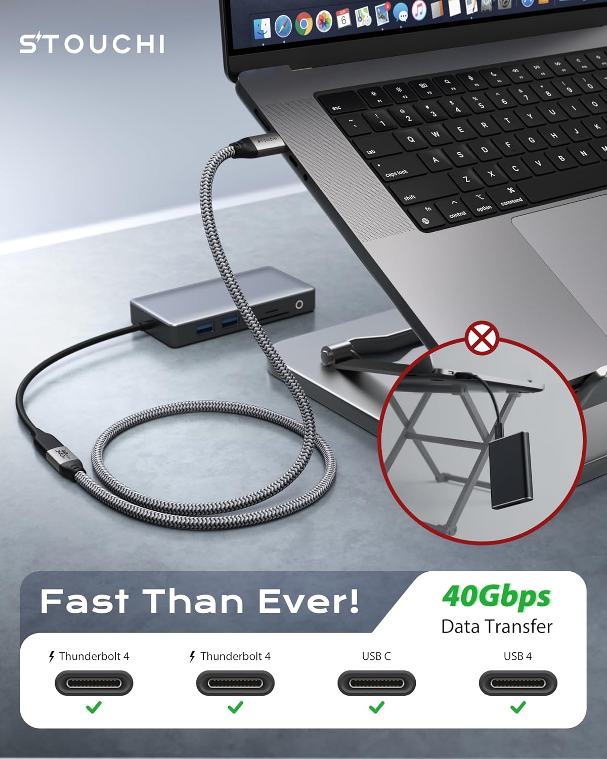 Detalle 2 de Stouchi 40Gbps USB4 Extension Cable 3.3ft