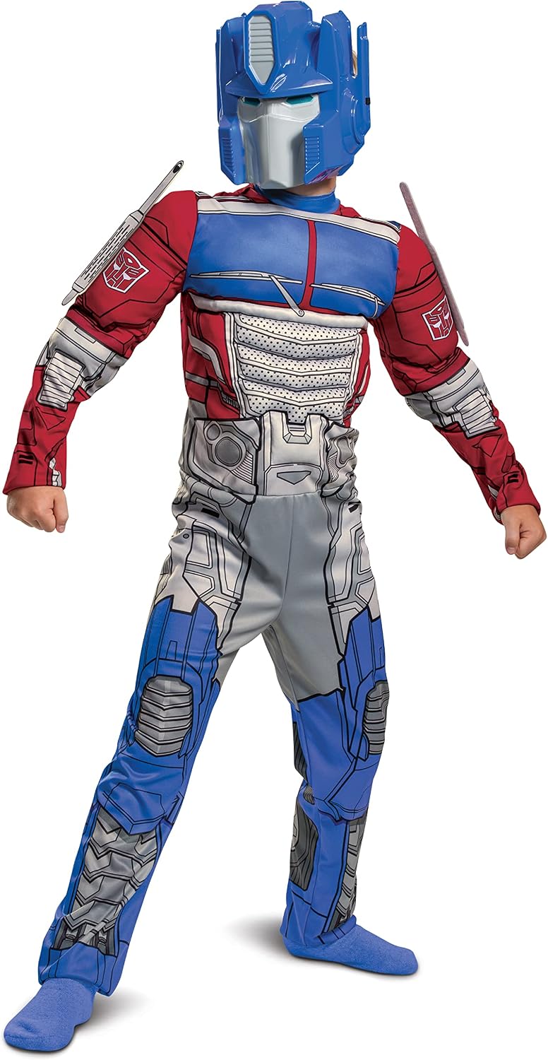 Detalle de Disguise Optimus Prime Muscle Costume for Kids, Padded Jumpsuit and Mask, Medium