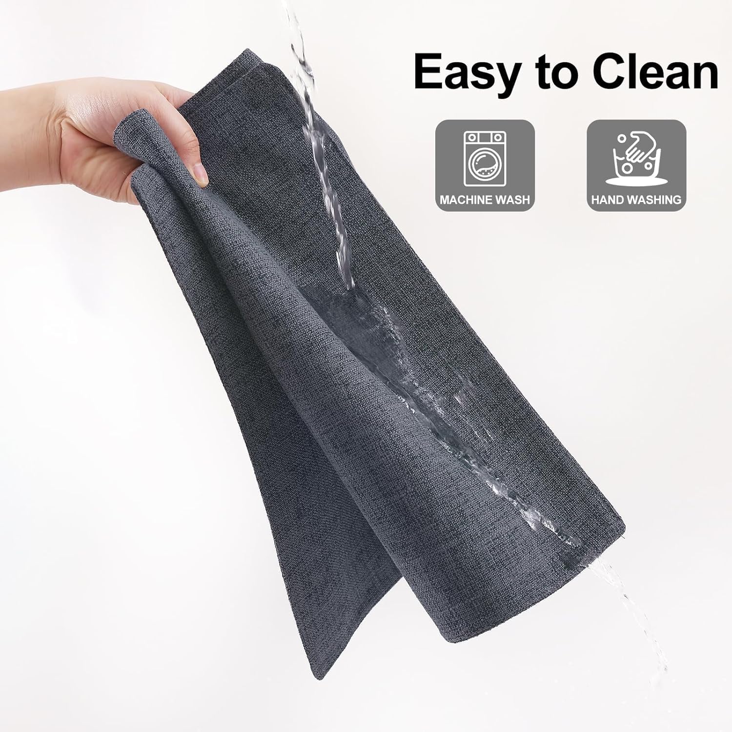 Thumbnail 6 de Homaxy Cloths Placemats for Dining Table (Set of 8) — Heat-Resistant Washable Cotton Linen Blend, Charcoal Gray, 13 x 19 in