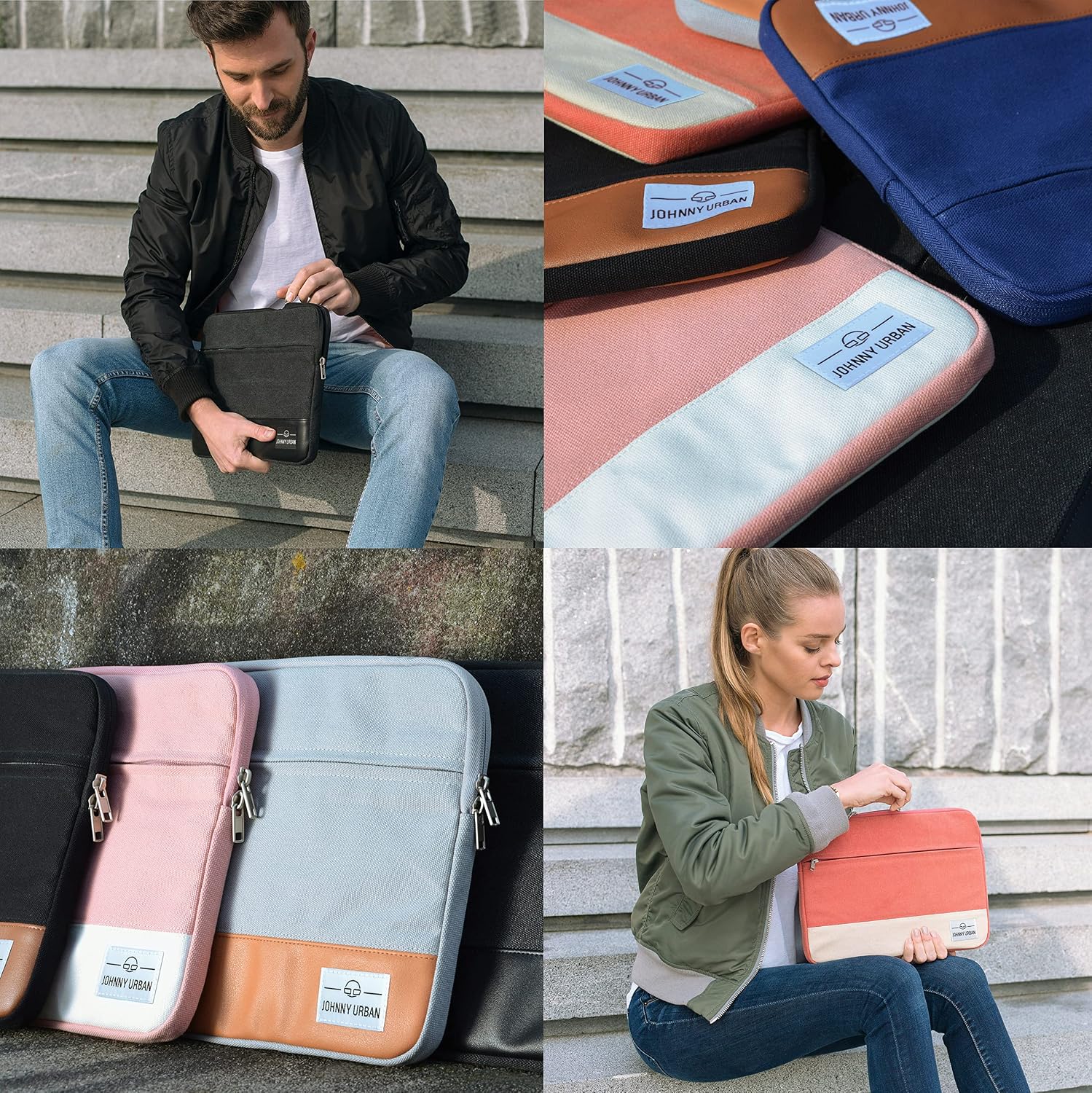 Thumbnail 6 de Custodia per MacBook Pro 13 e MacBook Air (2018) Johnny Urban in tela e pelle vegana imbottita antracite