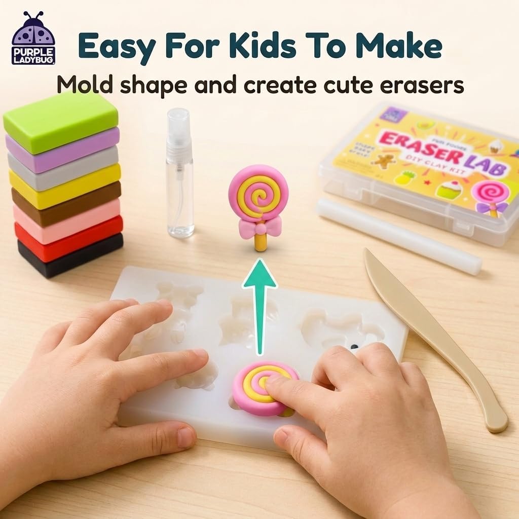 Detalle de Eraser Lab Make Your Own Erasers for Kids – Fun Food Theme DIY Kit