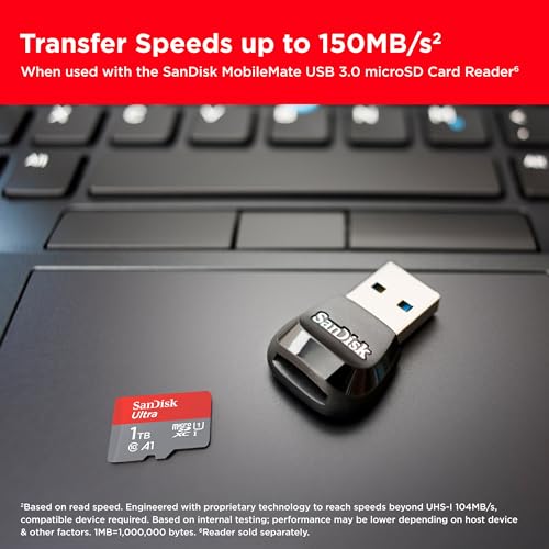 Detalle de SanDisk Ultra microSD Card + Adapter 1TB with up to 150MB/s Read Speeds