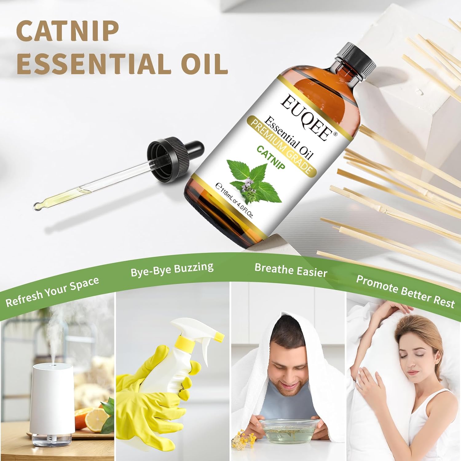 Thumbnail 2 de EUQEE Catnip Essential Oil 118ml: Fresh Herbal Aroma for Diffusers, DIY Projects, and Aromatherapy