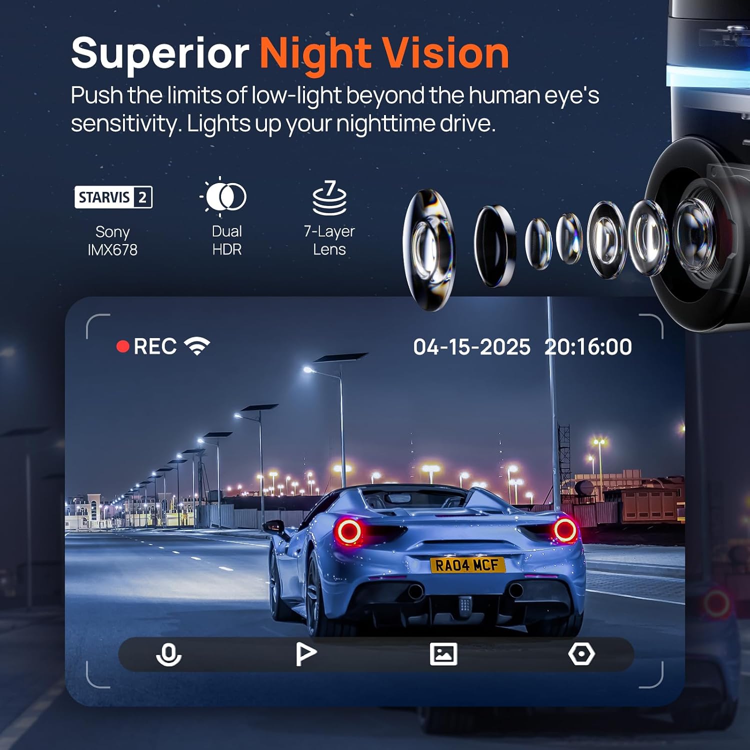 Thumbnail 2 de 70mai Dash Cam 4K Omni (Front Rear) with 4G LTE, STARVIS 2 night vision and 128GB microSD
