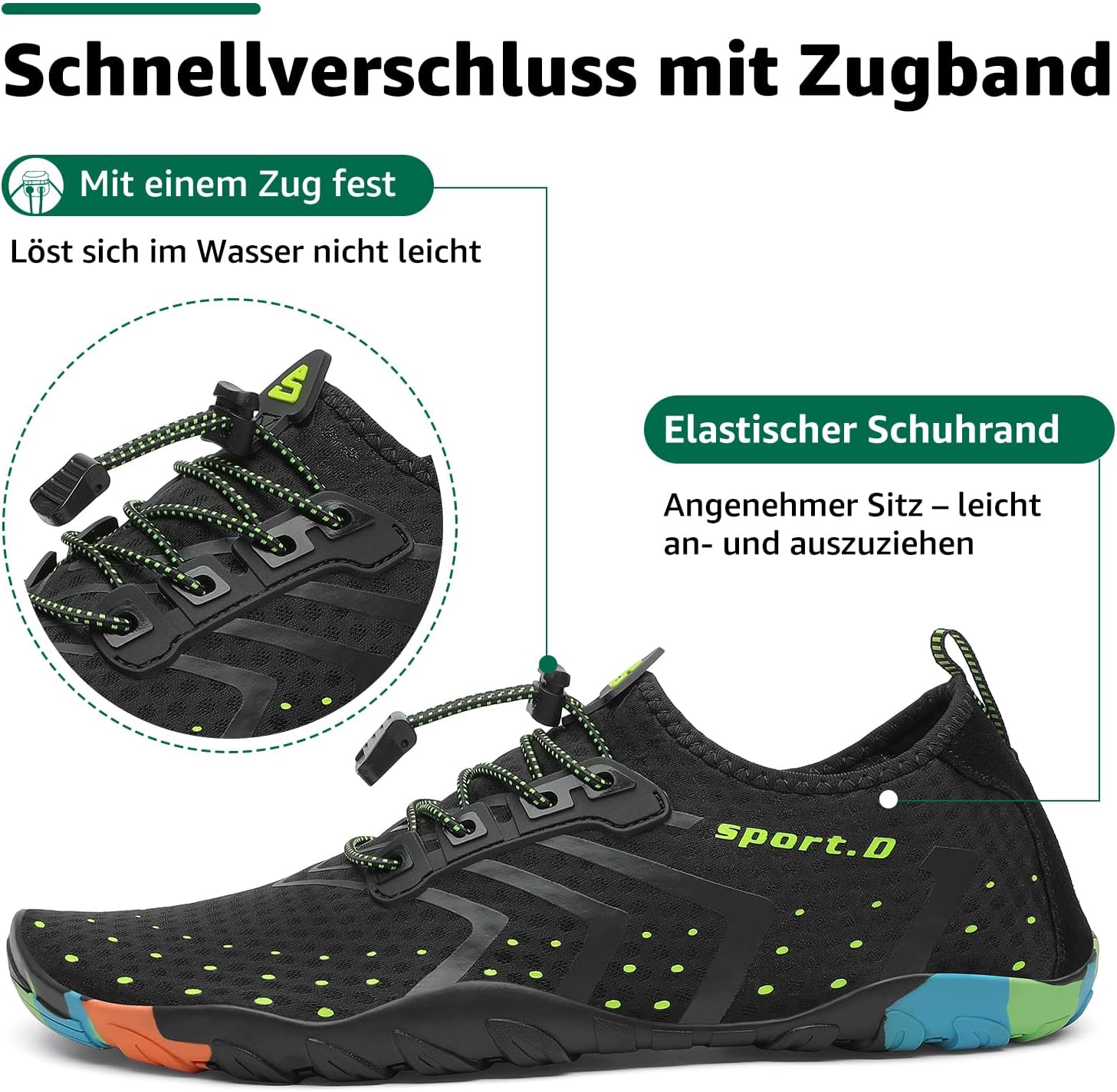 Detalle de SAGUARO Badeschuhe Damen Herren – Schnelltrocknende Aquaschuhe, rutschfest, leichter Neopren & 360° faltbar