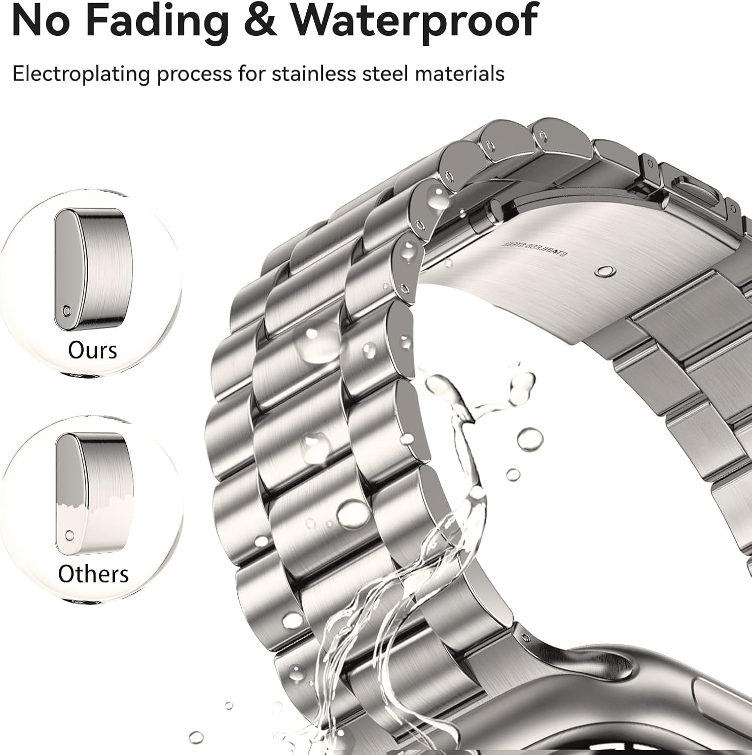 Thumbnail 3 de QAZNZ Stainless Steel Link Band for Apple Watch (46–42mm) – Adjustable Folding Clasp