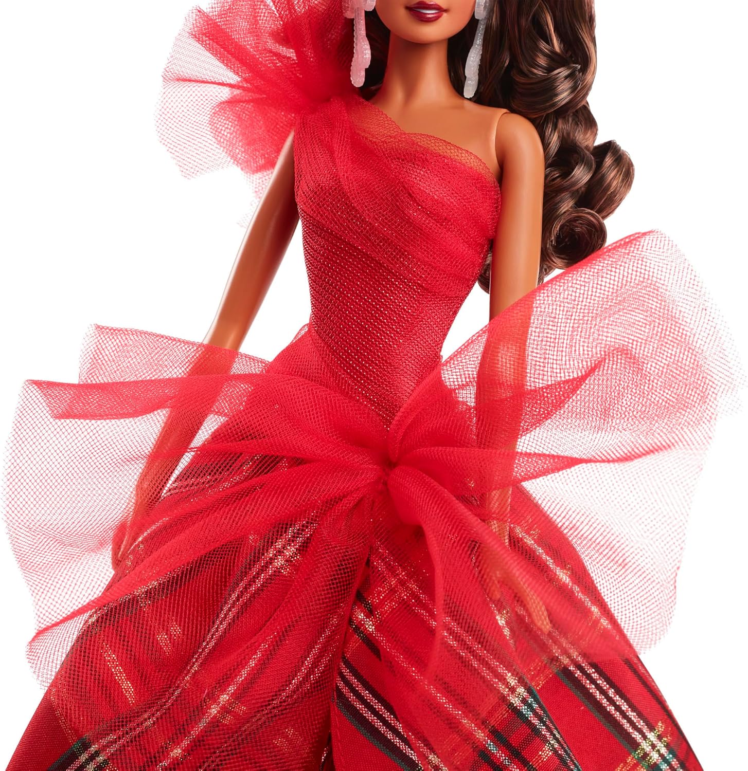 Detalle de Barbie Signature HRM67 – Abito quadri con fiocco rosso e confezione da esposizione