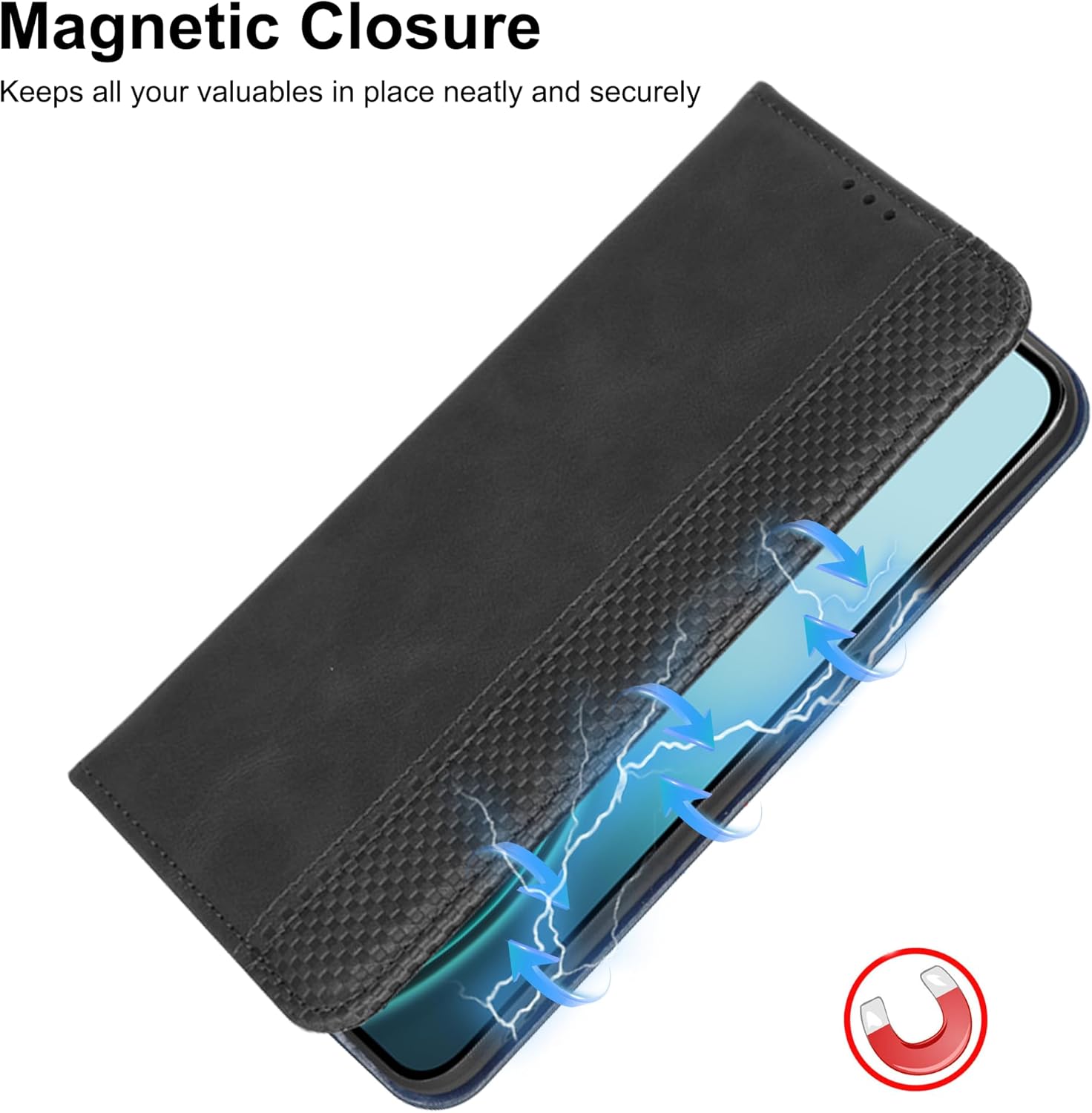 Thumbnail 5 de Fitudoos Leder-Brieftasche Hülle für Oppo Reno 14 F/FS – Magnetverschluss, Standfunktion, RFID-Schutz