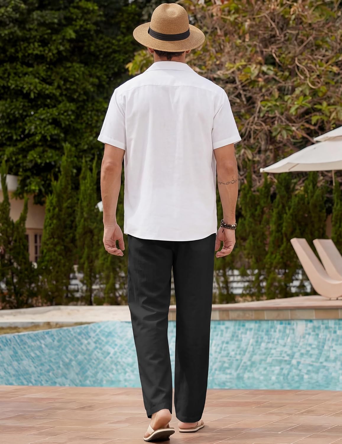 Thumbnail 2 de Linen trousers loose fit straight leg