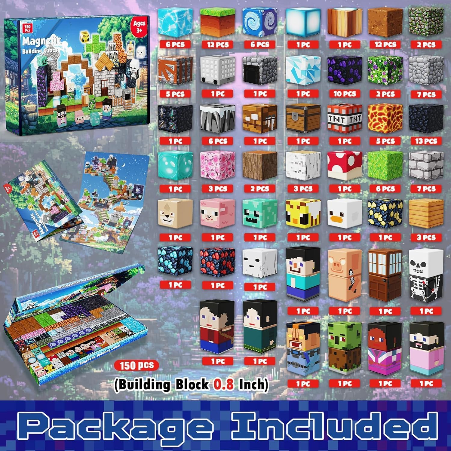 Detalle 2 de Magnetic Blocks 150PCS Magnetic Building Cubes
