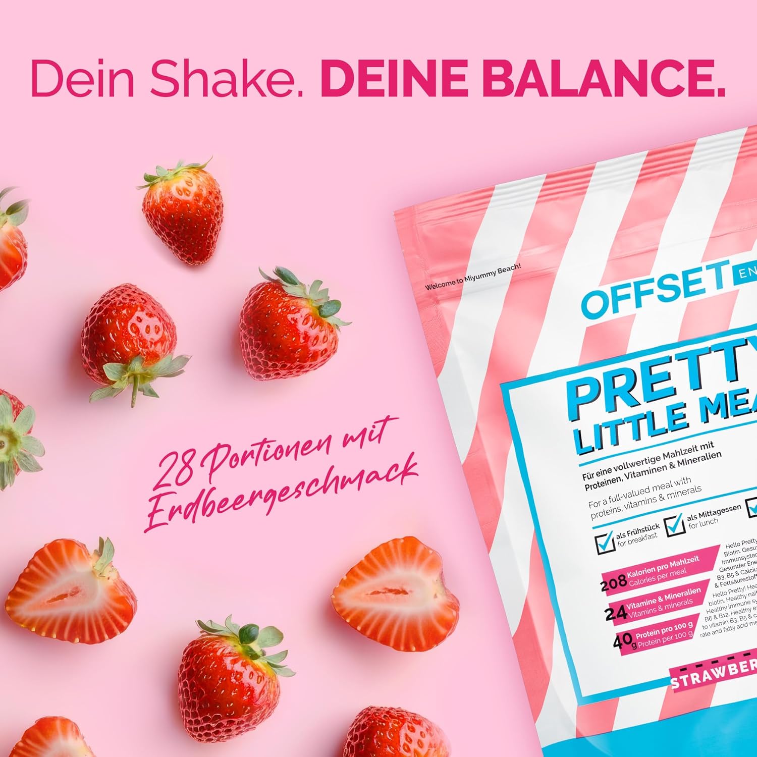 Thumbnail 1 de OFFSET Nutrition Abnehm Shake Strawberry Bay – 28 Portionen, 208 kcal pro Shake