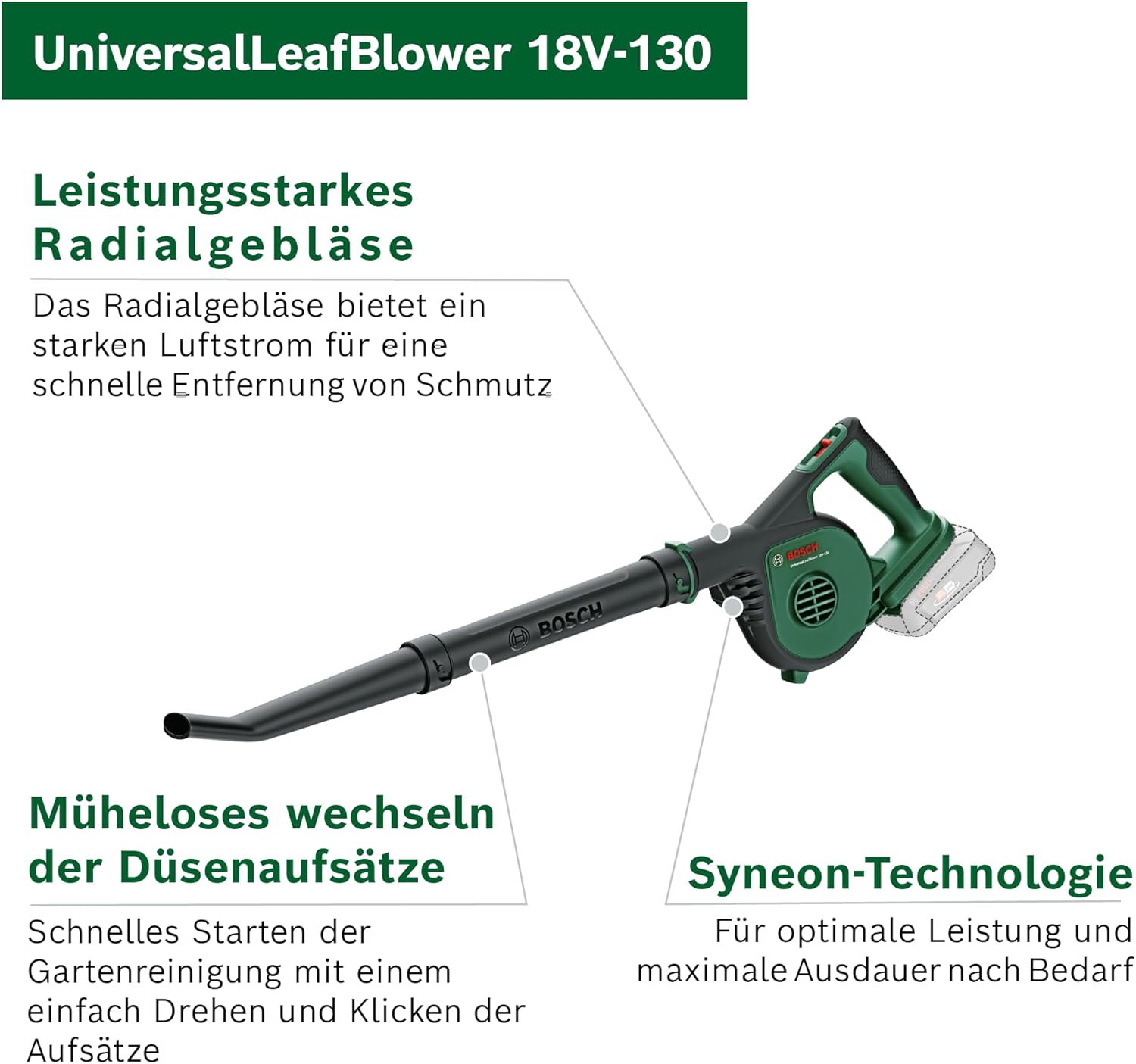 Thumbnail 2 de Bosch Akku-Laubbläser UniversalLeafBlower 18V-130 (18-V-System, ohne Akku)