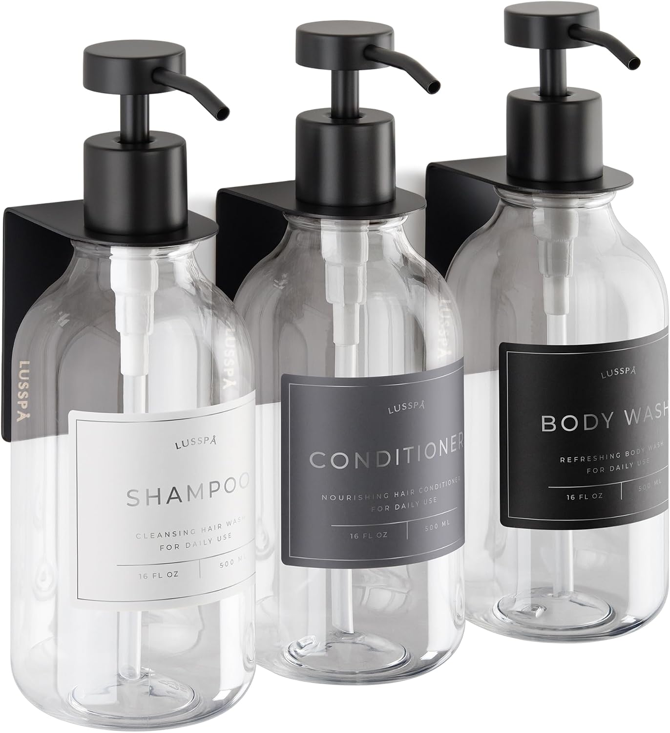 Detalle de LUSSPA 3WM-CGB Wall-Mounted Shower Dispenser Set, 3 x 500 ml Bottles