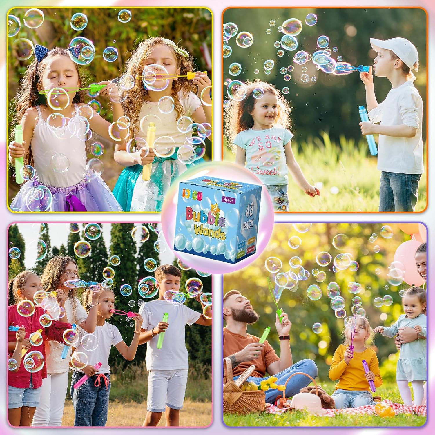 Thumbnail 6 de 48 Pack Big Bubble Wands Bulk in 6 Colors: Fun Party Favors and Classroom Prizes