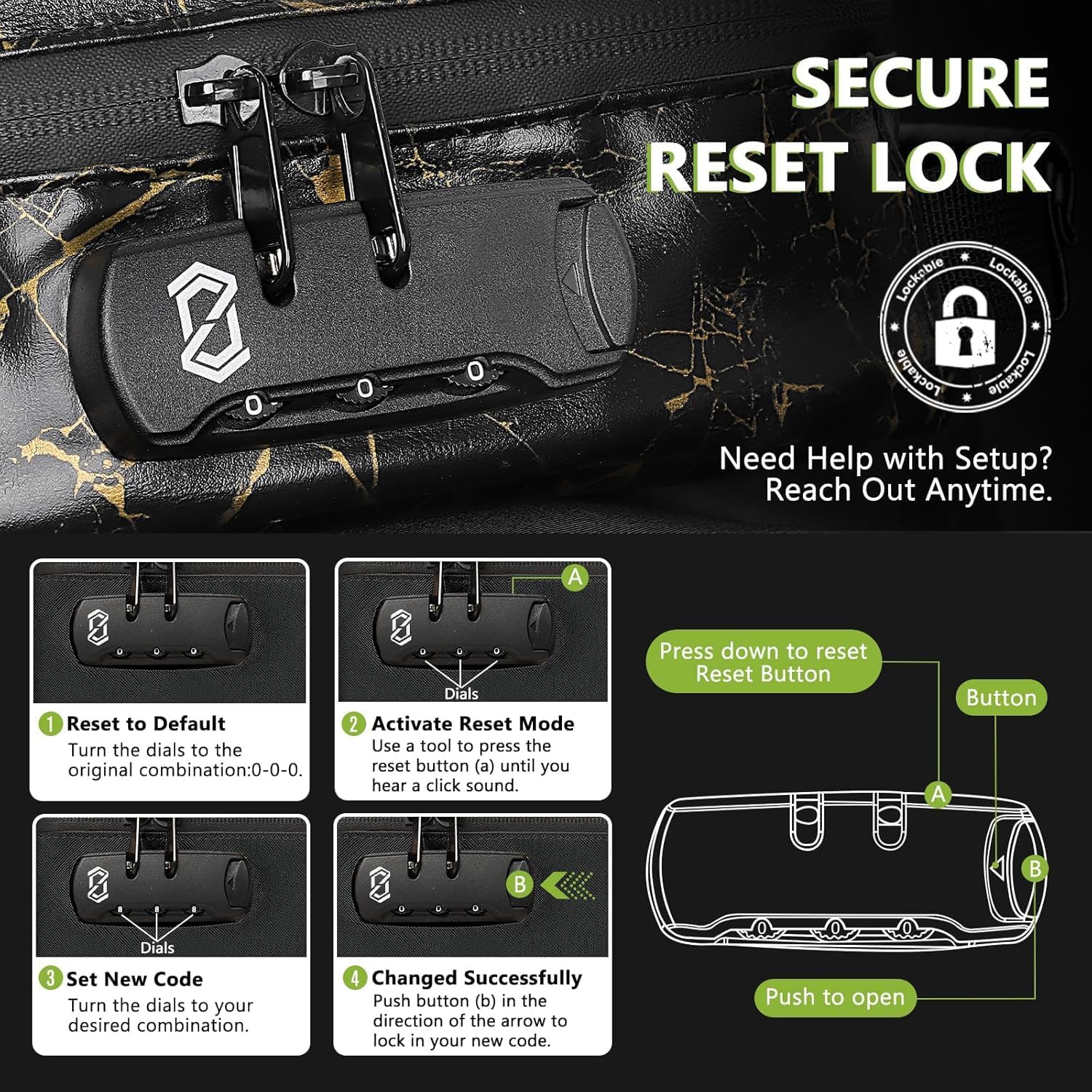 Thumbnail 2 de OZCHIN Smell Proof Bag with Combination Lock – 8.5" x 5.5" x 4.5" Odorless Storage Case