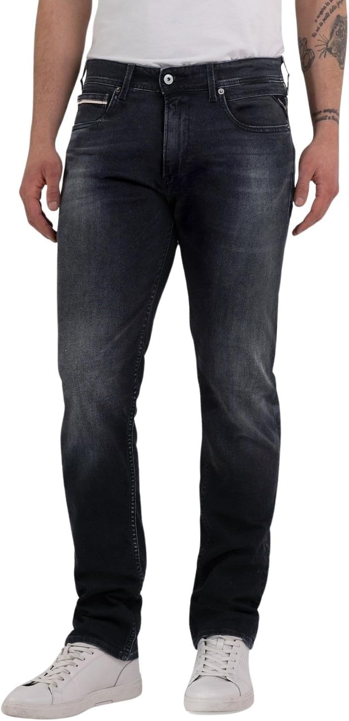 Detalle de Replay Grover Straight-Fit Jeans mit Comfort Stretch – zeitloser Alltagsbegleiter