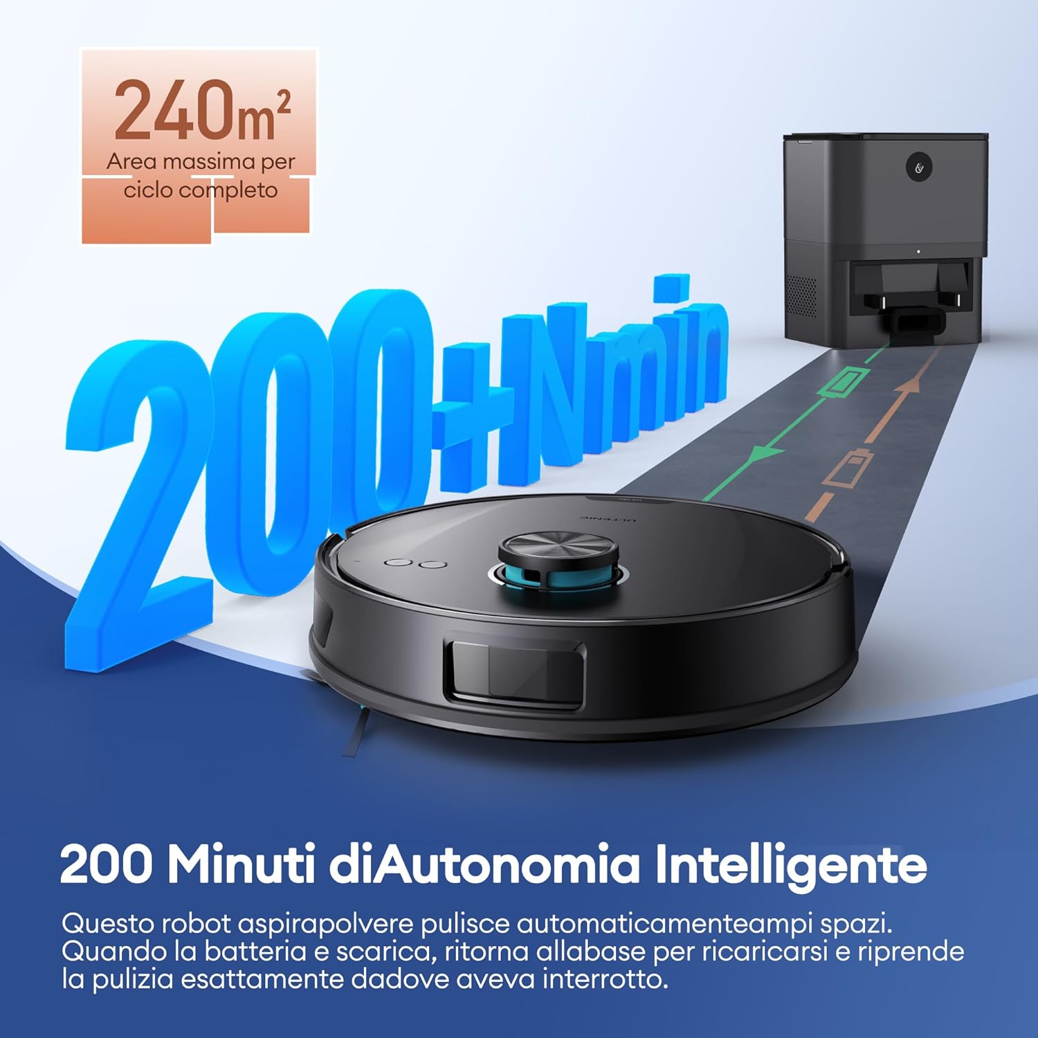 Thumbnail 5 de Ultenic T20Pro robot aspirapolvere e lavapavimenti con navigazione LiDAR, 10.000 Pa e autosvuotamento 3,5 L