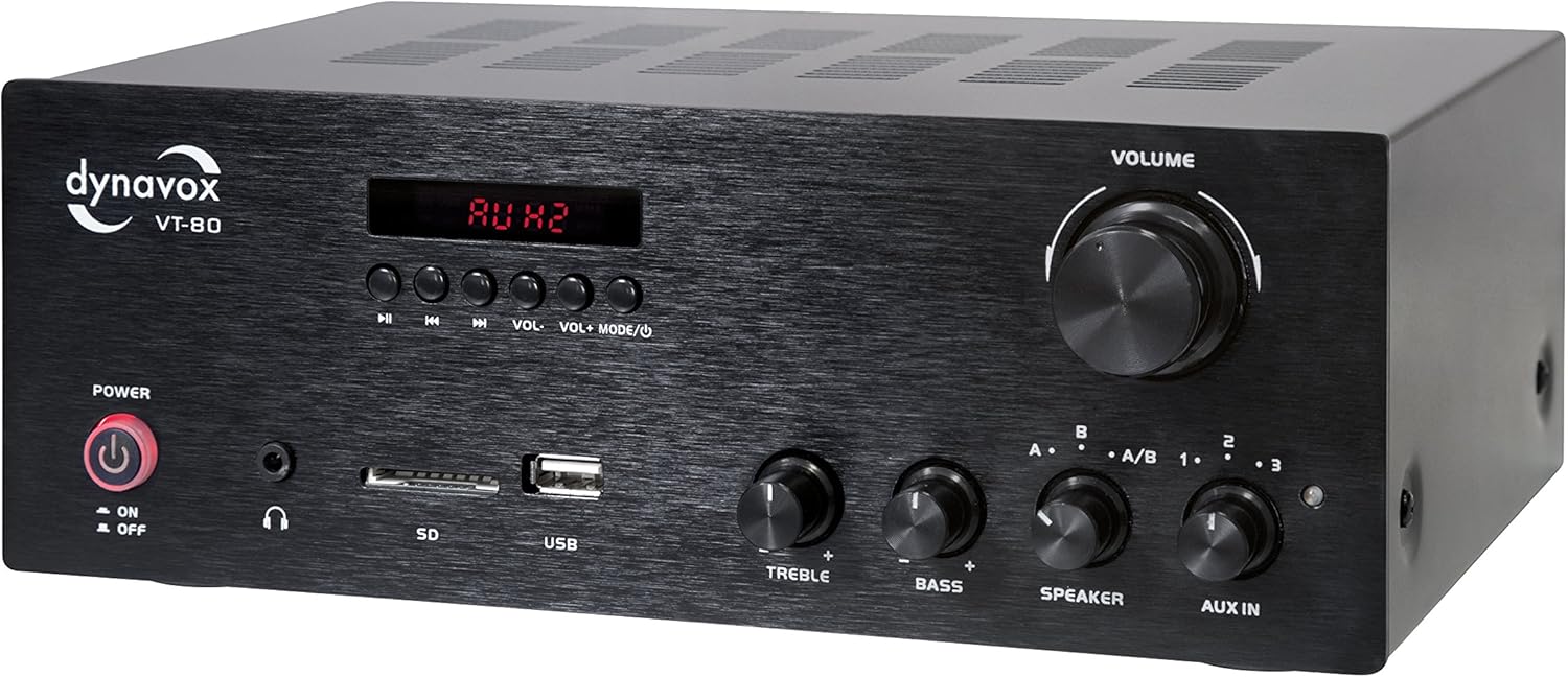 Thumbnail 1 de Dynavox Ampli stéréo Compact VT-80 Noir : entrées numériques USB/Carte SD et Bluetooth