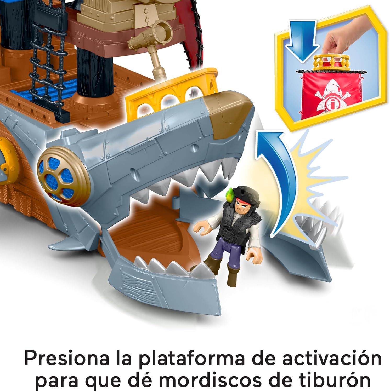 Thumbnail 3 de Fisher-Price Imaginext Barco pirata con tiburón y figuras 🚢