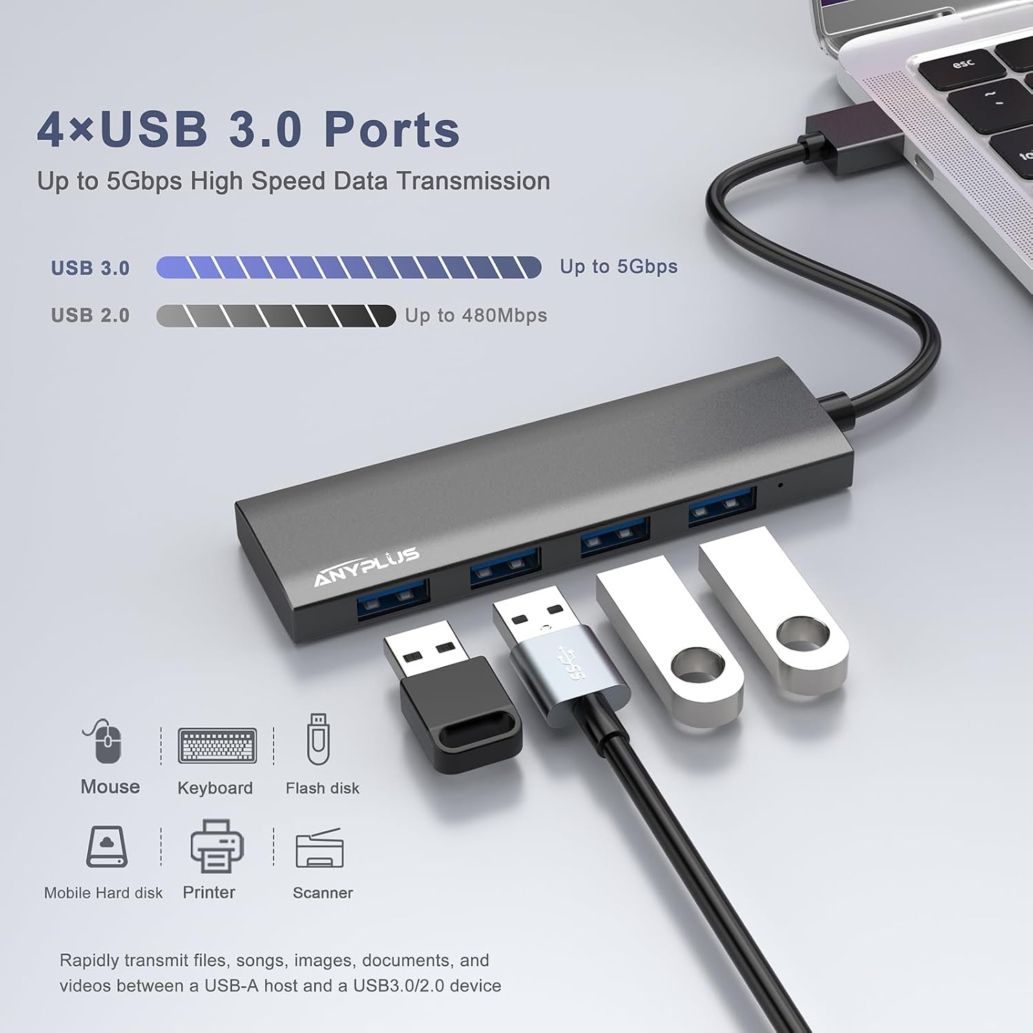 Detalle 2 de AnyPLUS USB Hub USB 3.0 4-port Aluminium