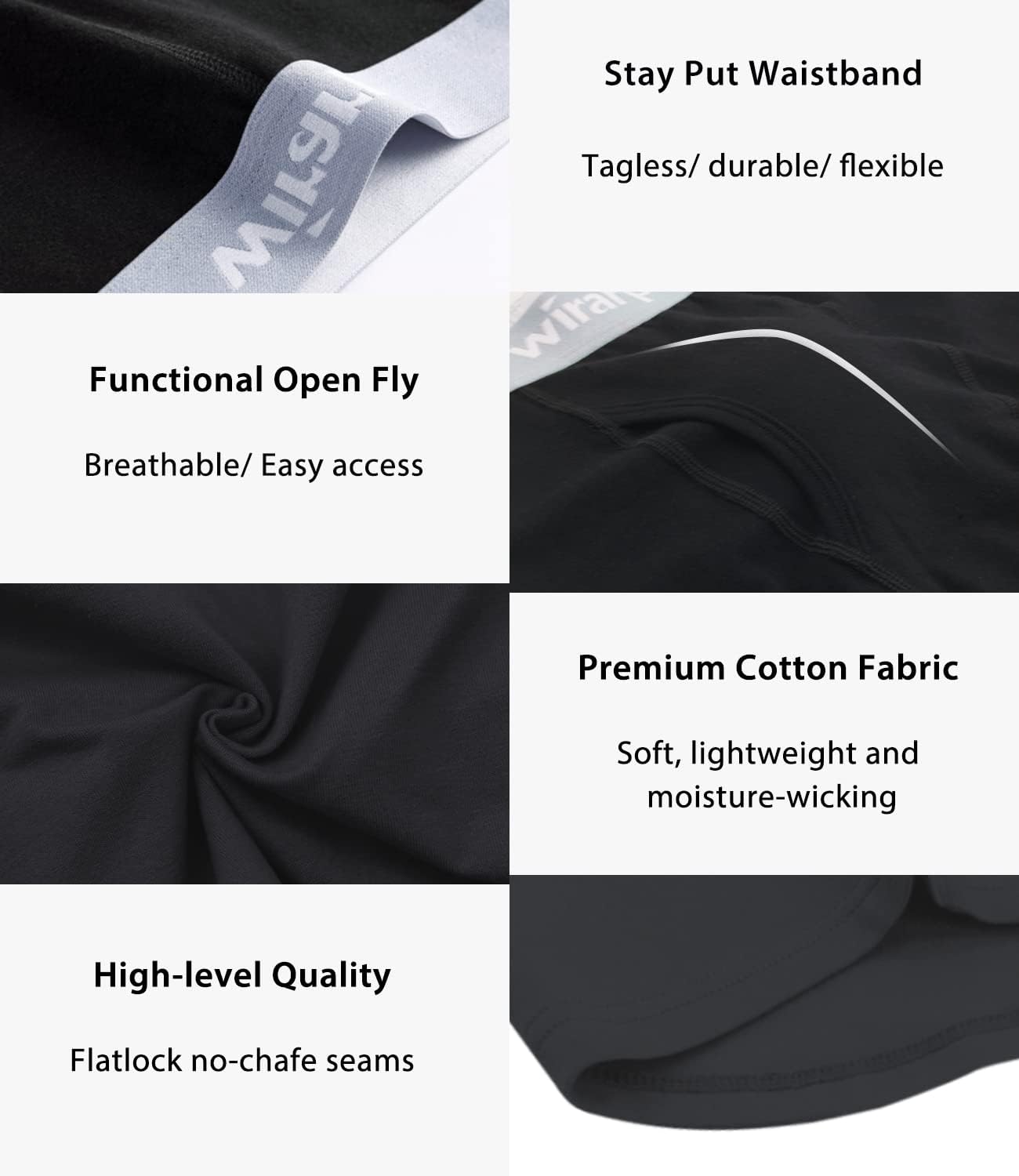 Detalle de wirarpa 4er-Pack Herren-Boxershorts aus Baumwolle mit Stretch und Eingriff