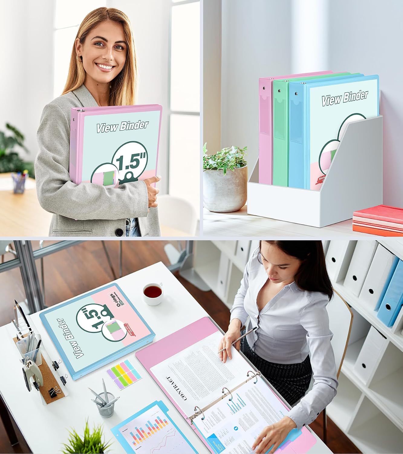 Thumbnail 6 de dilitego 1-Inch Pink 3-Ring Binder with Customizable Clear Cover and Pockets