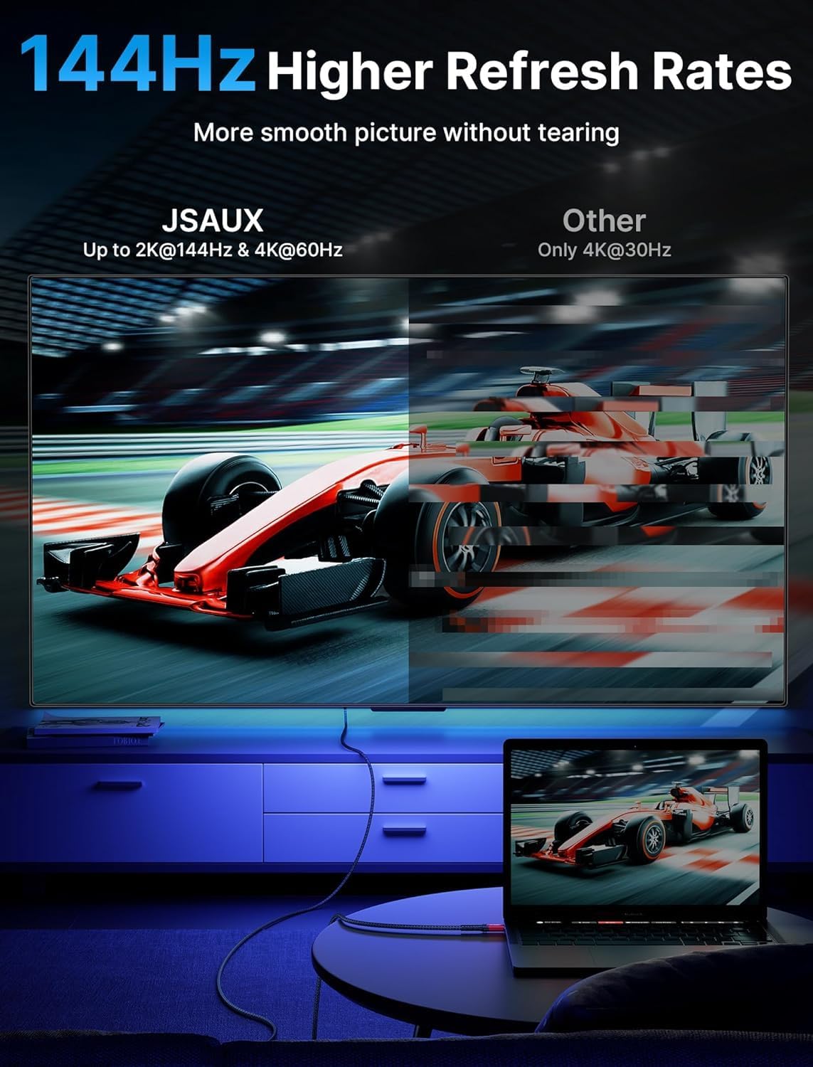 Thumbnail 1 de JSAUX USB-C auf HDMI Kabel 3 m (4K@60 Hz) – rot, Plug & Play für MacBook, iPad Pro, Galaxy & mehr