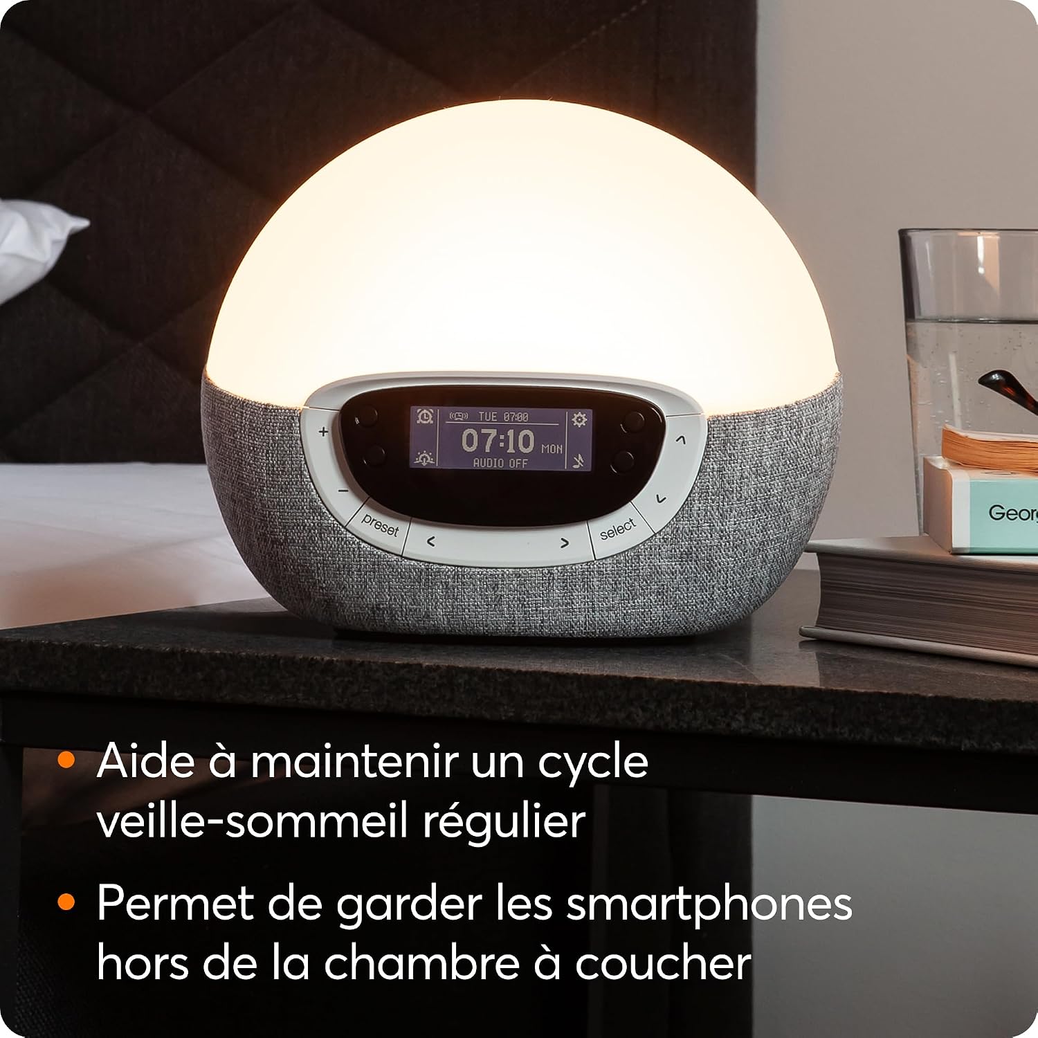Detalle de Lumie Bodyclock Shine 300 – Réveil lumineux avec aube/crépuscule, radio et 14 mélodies