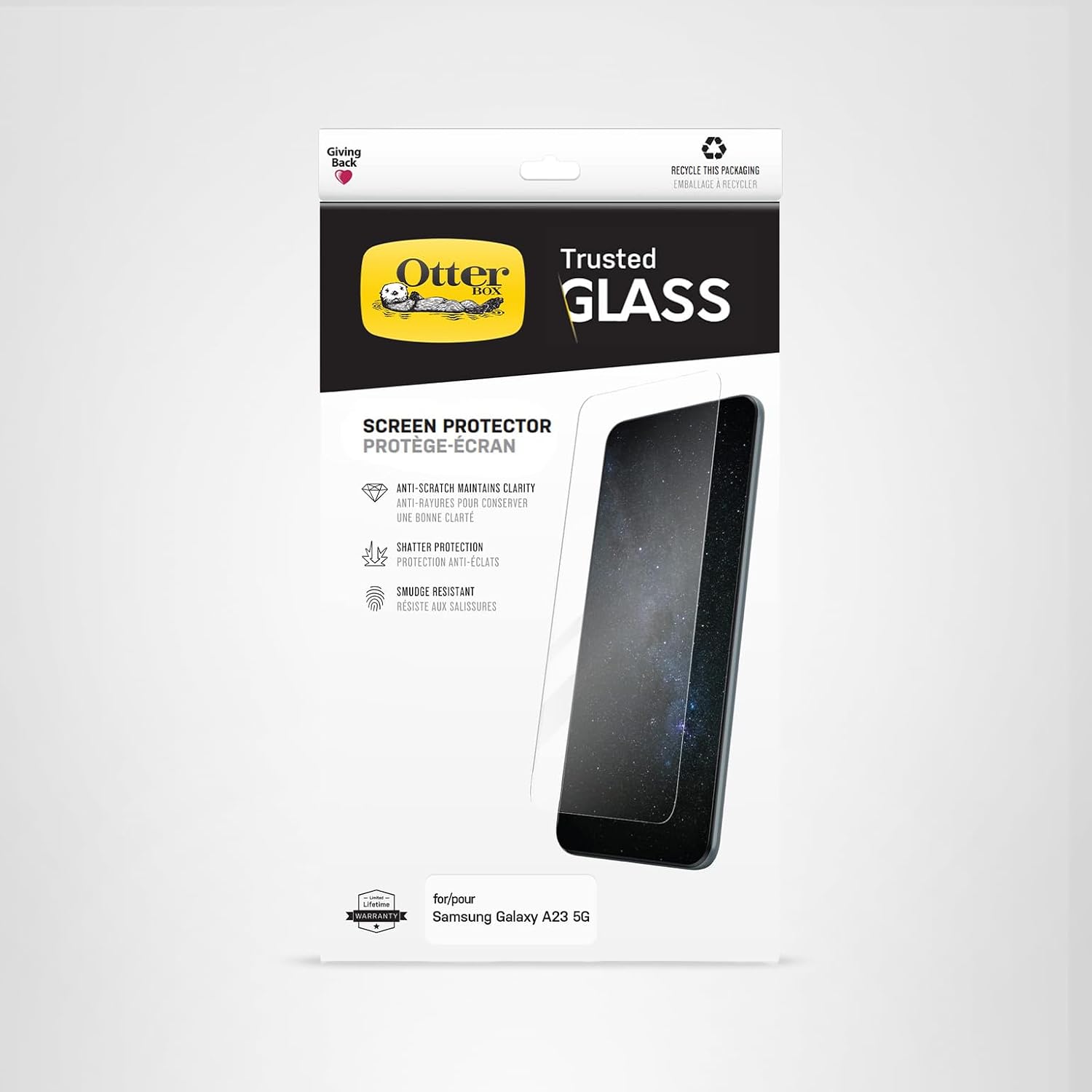 Detalle de OtterBox Protecteur d'écran Trusted Glass pour Samsung Galaxy A23 5G – Verre trempé résistants aux chutes