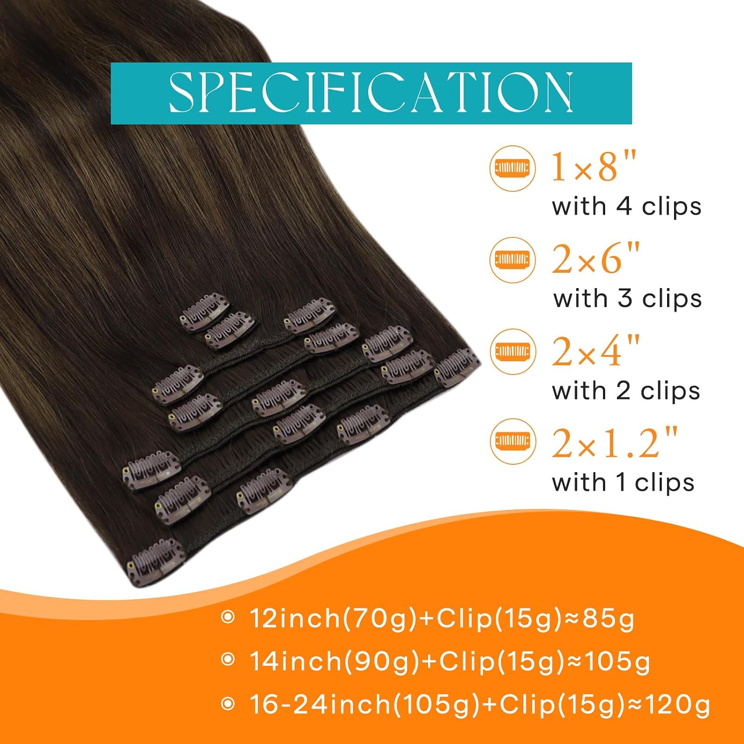 Detalle 1 de Sunny Hair CP_2-2-6_14_2 Remy Human Hair Clip-In Extensions, 14-Inch Balayage