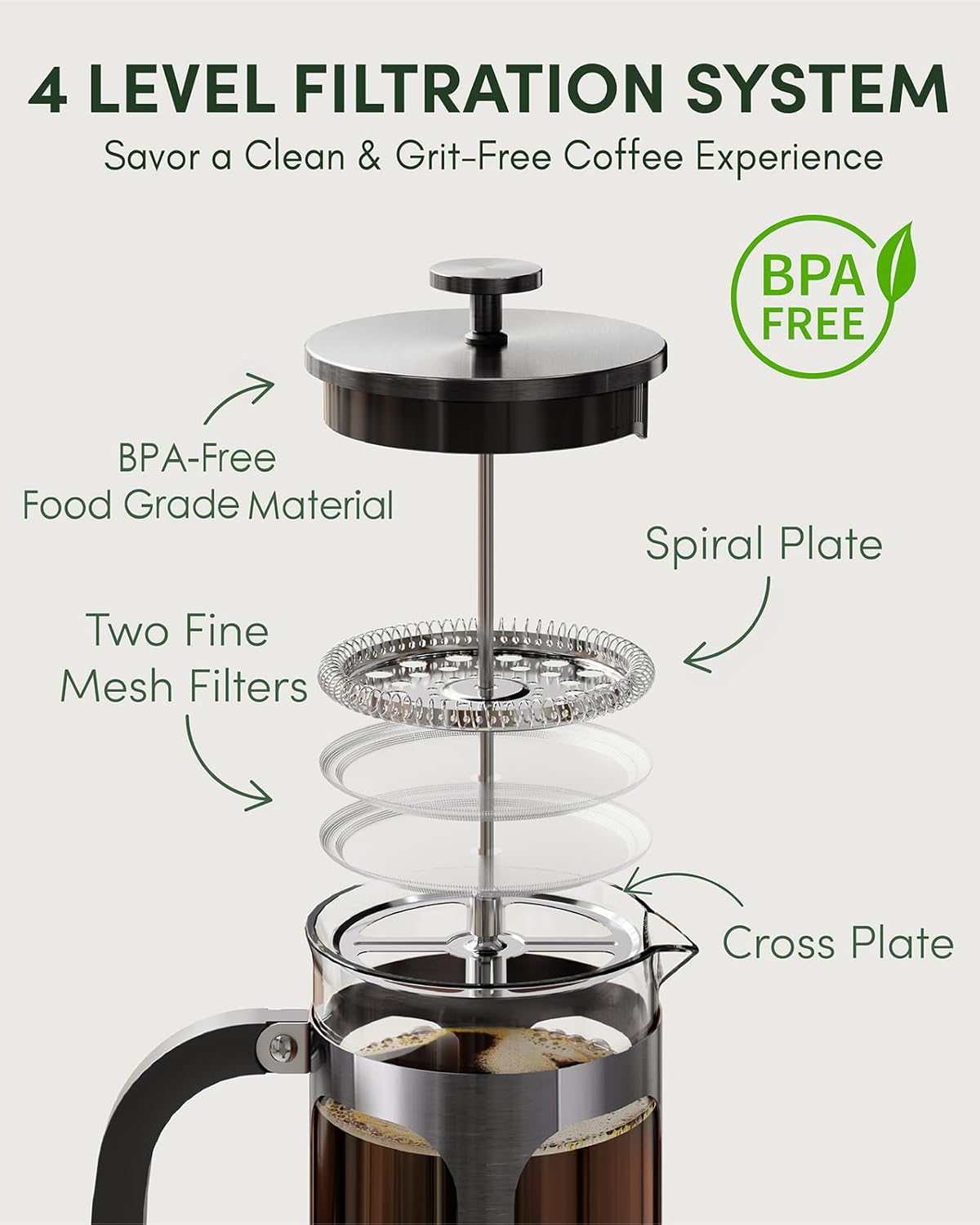 Thumbnail 3 de BAYKA French Press 34 oz Travel Coffee Maker
